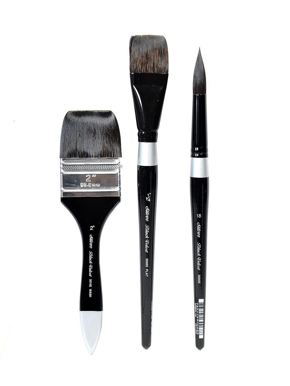 Silver Brush Black Velvet Watercolor Brush Set of 3 - Short Handles