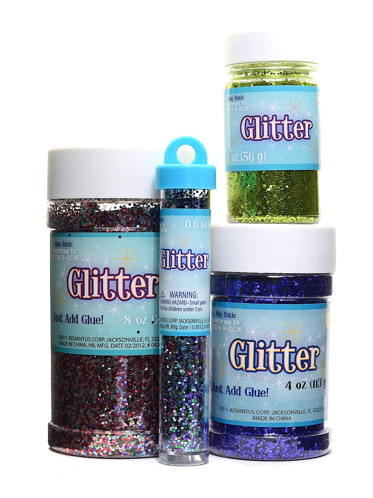 Metallic Art Glitter Glue Bottles, 8 Colors for Crafts (8 oz, 8