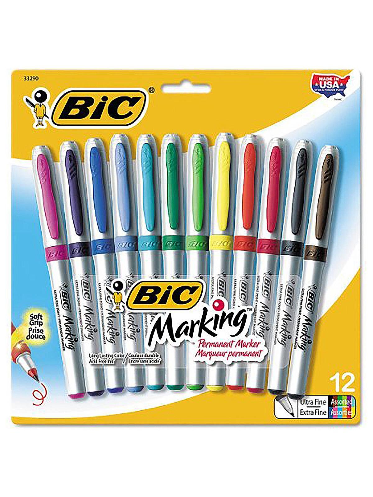 Bic Set of 36 Assorted Mark-It Fine Point Permanent Markers 