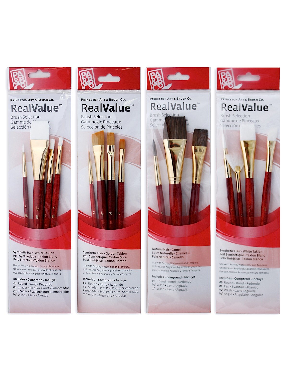 Princeton - Real Value Series Red Short Handled Brush Sets