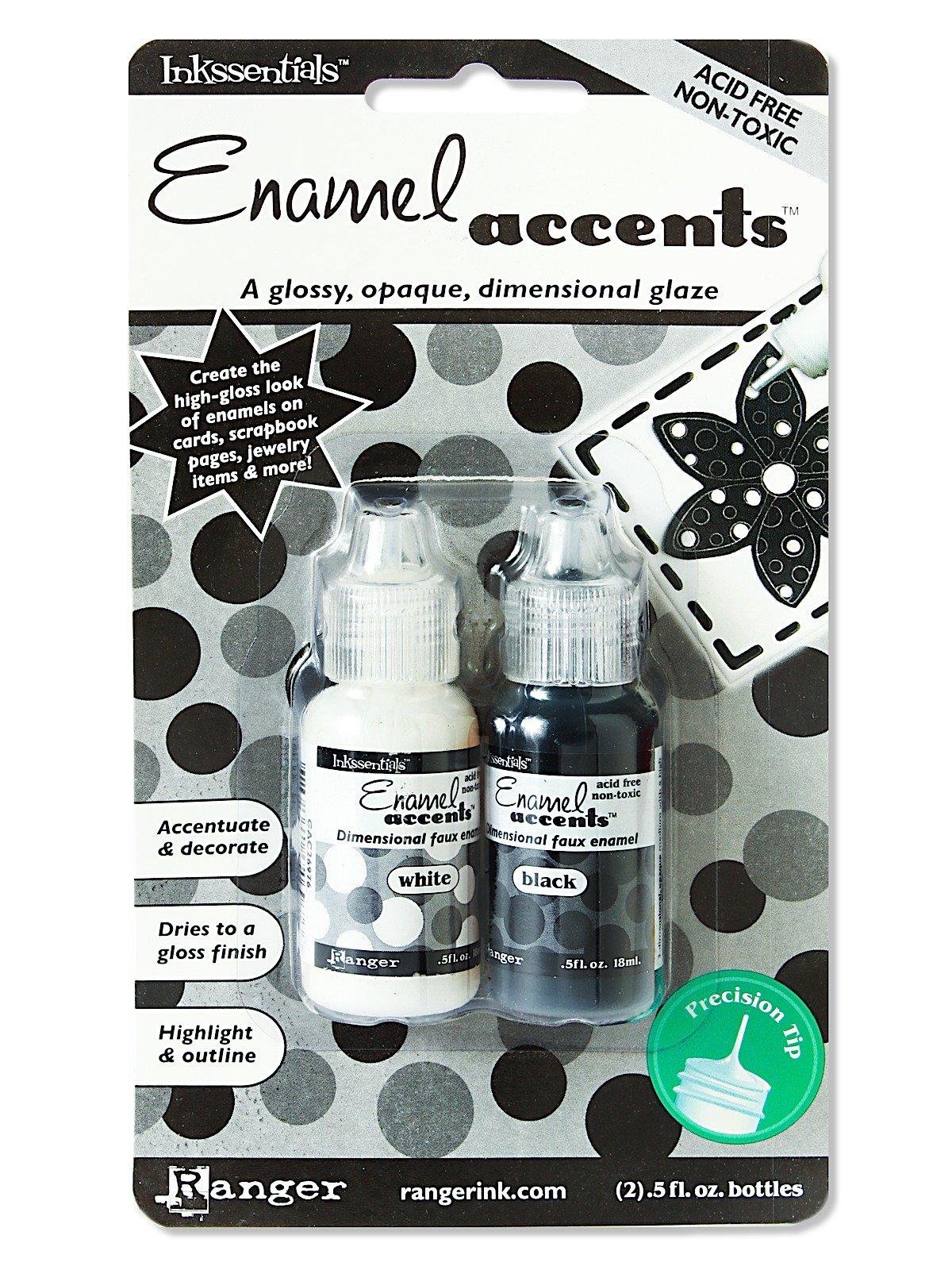Ranger - Enamel Accents black and white pack of 2