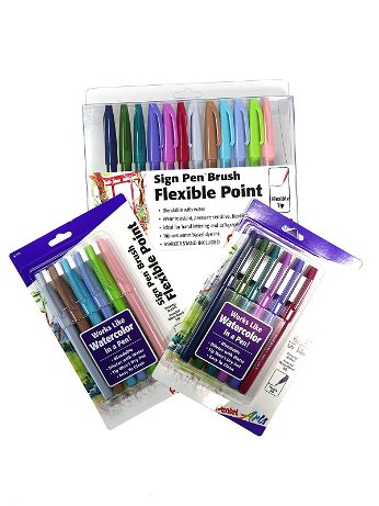 Pentel - Brush-Tip Sign Pen Sets