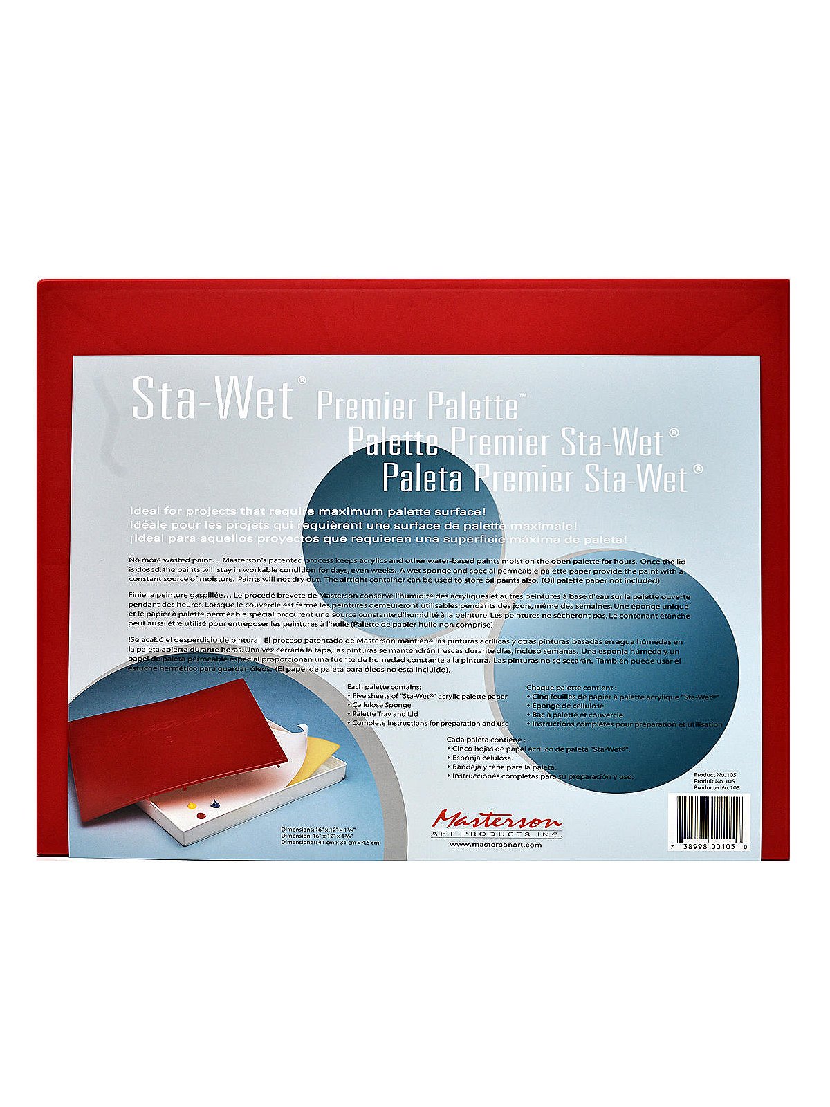 Masterson Sta-Wet Premier Palette Airtight Paint Palette Keeps Paint Fresh  for Days 16 x 12 Inches