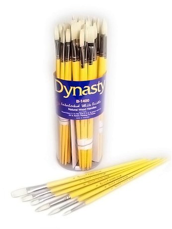 Dynasty - B-1400 Interlocked White Bristle Brushes in Canister