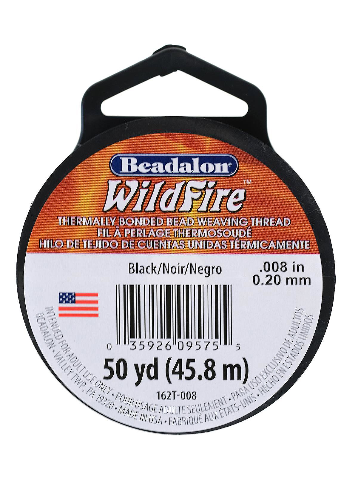 Wildfire Thermal Bonded Beading Thread, 20 Yard Spool, Black (.006 Inch  Thick)