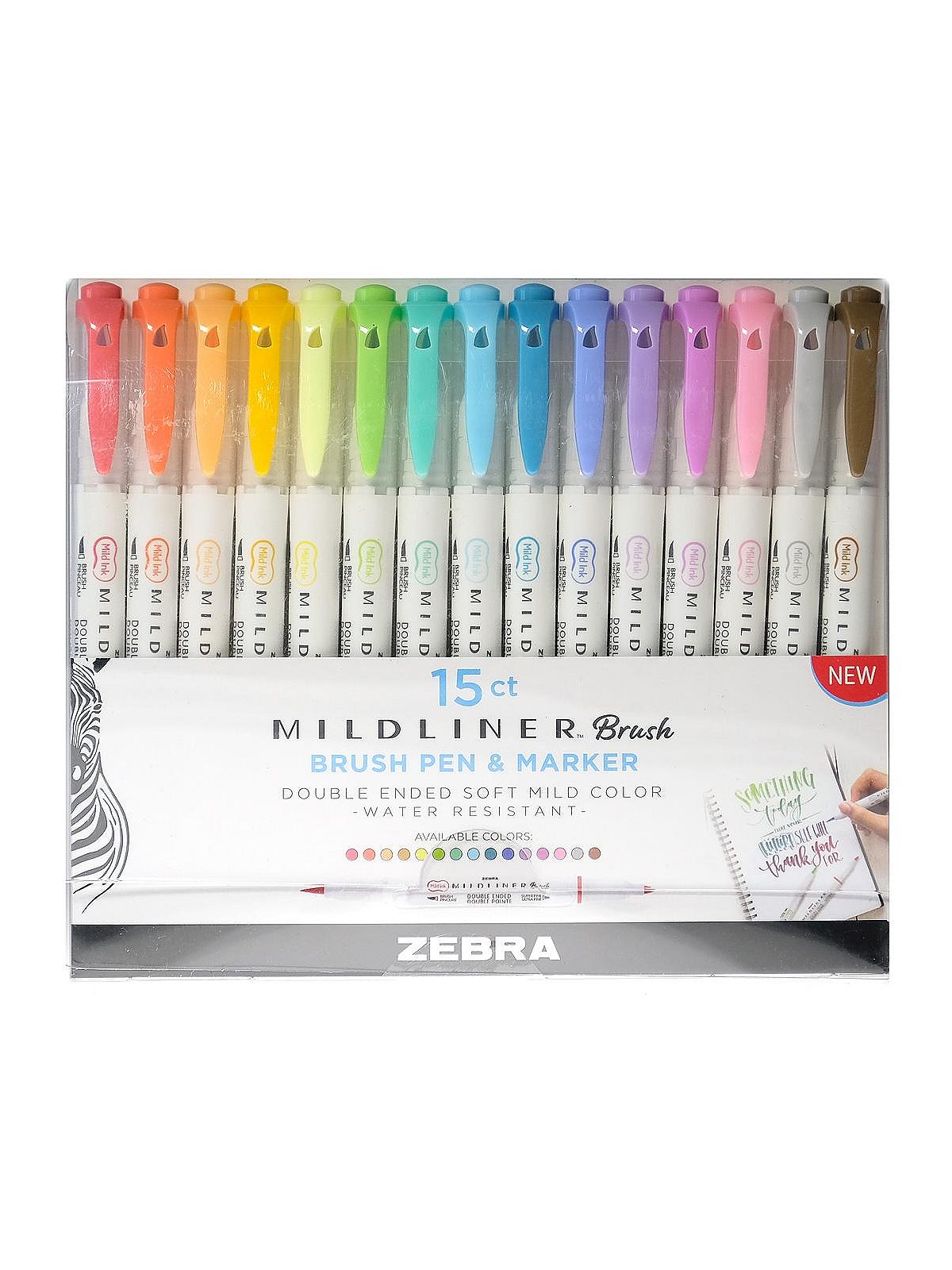 Zebra Mildliner Double-Ended Brush Pen- Set of 15