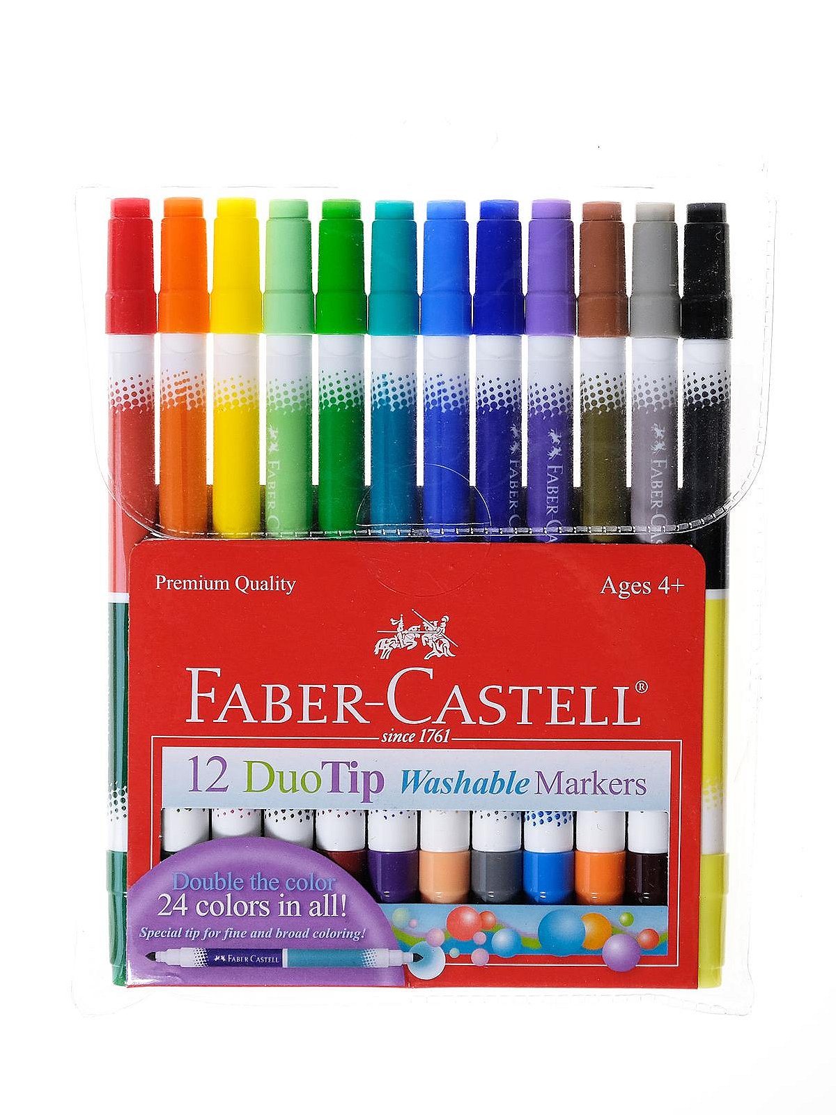  Faber-Castell DuoTip Washable Markers - 24 Markers, 48 Colors :  Everything Else