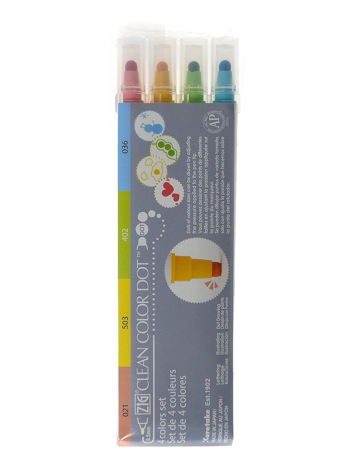  Kuretake ZIG Clean Color DOT markers 4 colors set