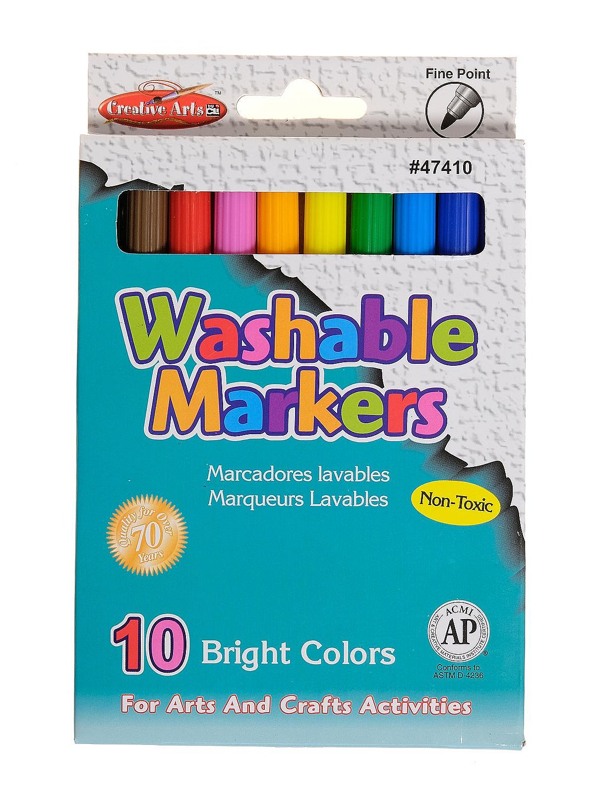 Charles Leonard Markers - Washable, Broad Tip - Assorted Colors - 8/Bx