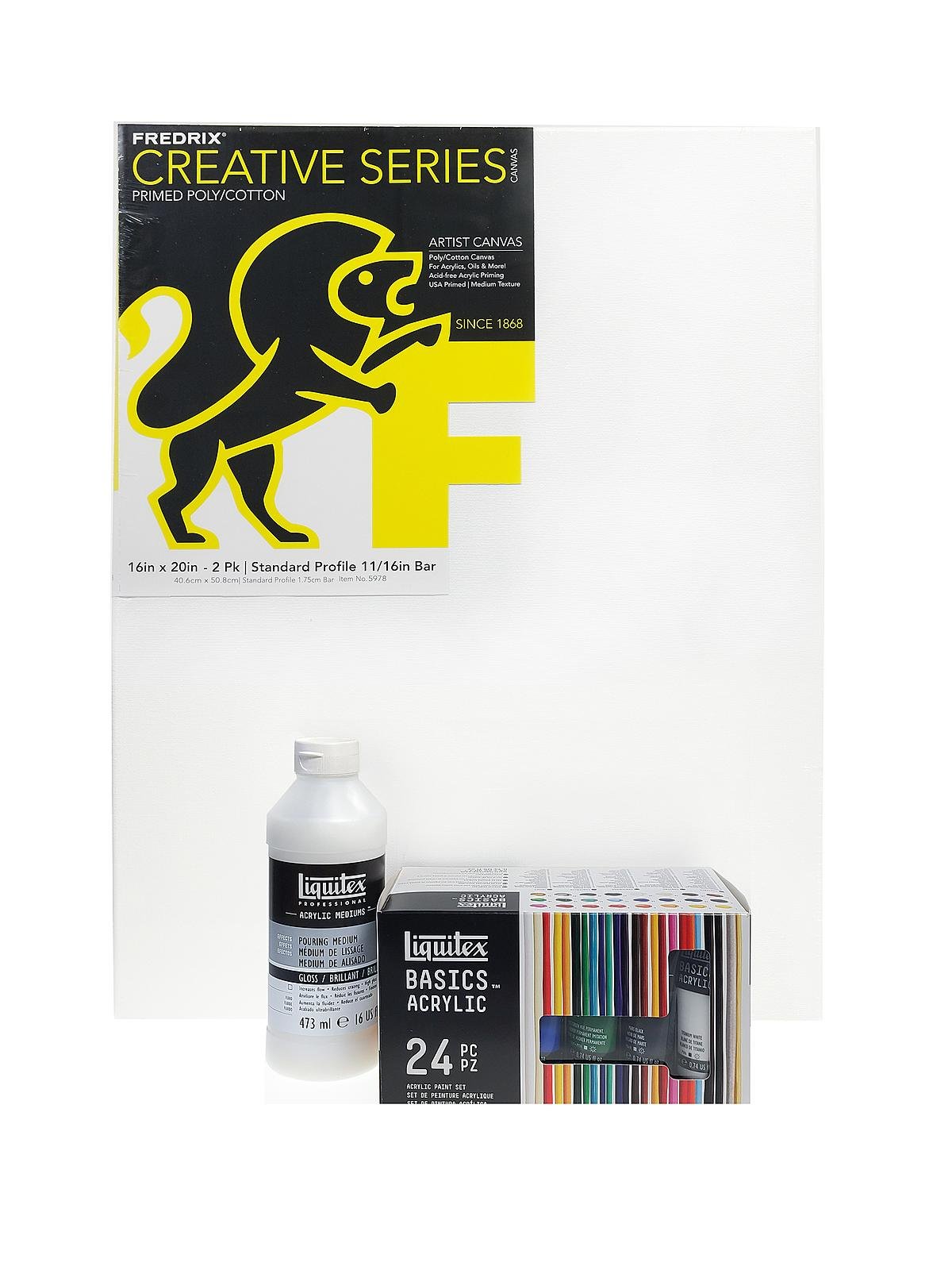 Various - Acrylic Paint Pouring Value Set with Canvas