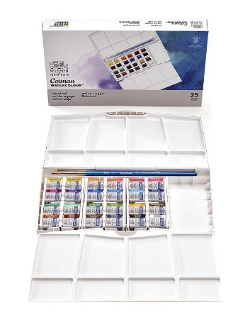 Winsor & Newton - Cotman Water Colour Painting Plus Set - Half Pans