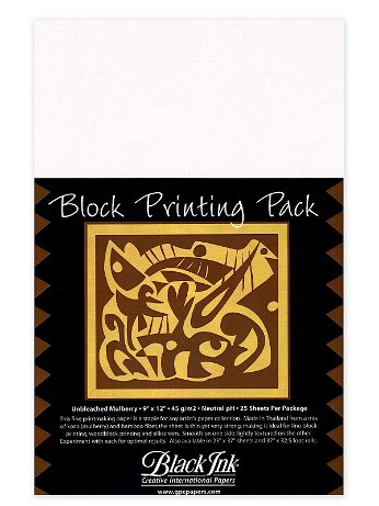 Black Ink - Thai Mulberry Block Printing Paper Packs