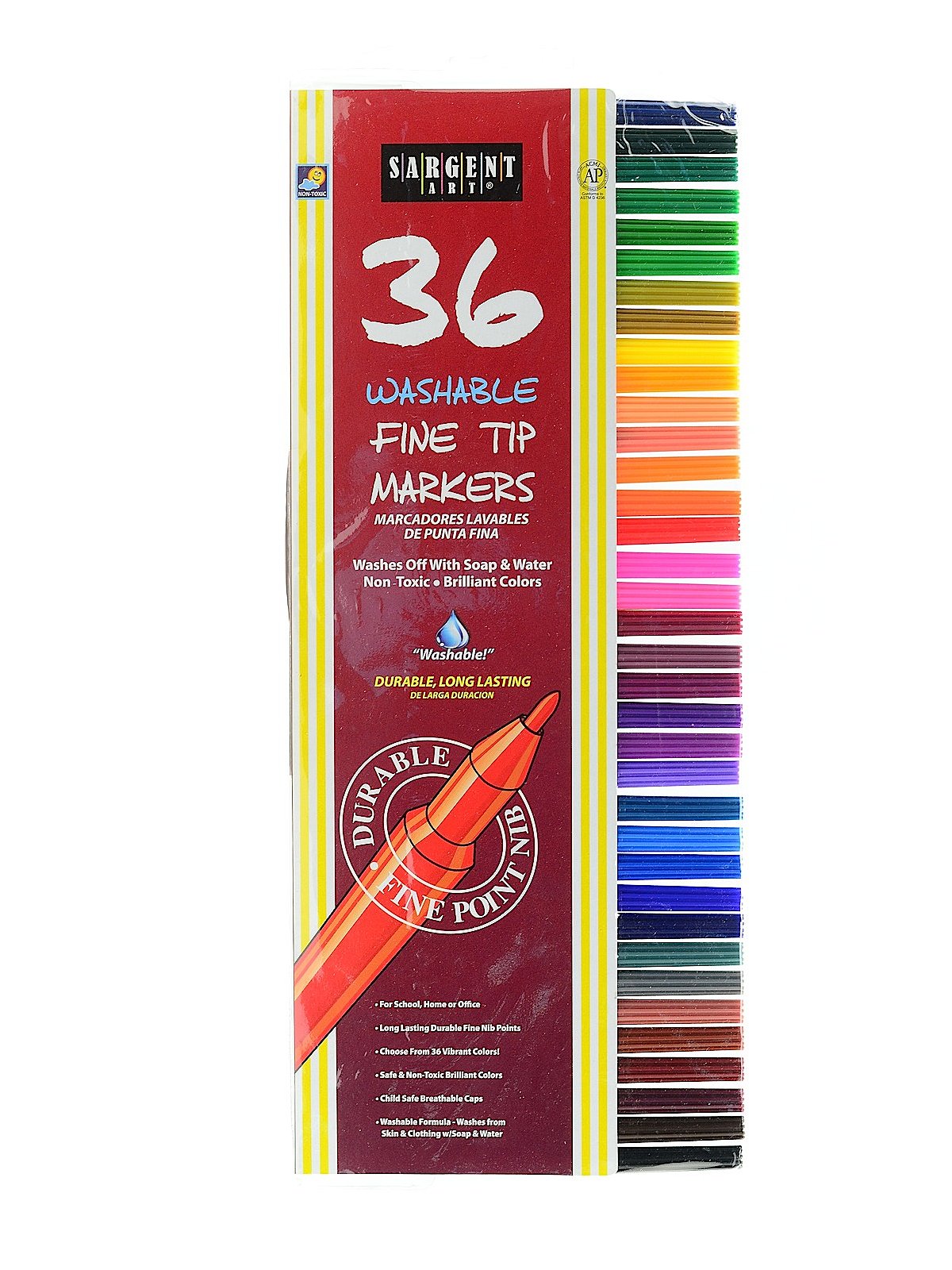 Sargent Art 30 Count Classic Markers, Fine Conical Tip, Plastic Peggable  Pouch 