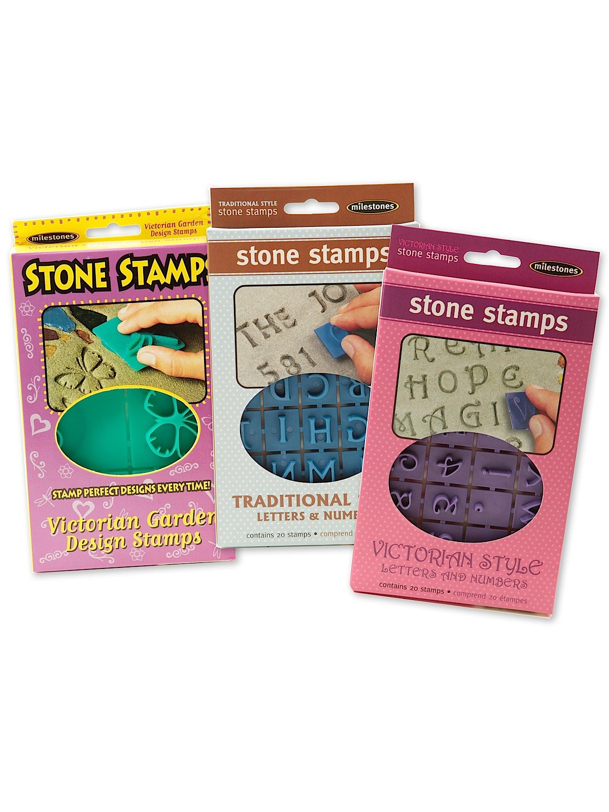 Memory STONE STAMPS Block Letters & Numbers 20 Double Sided Stamps Paint Color 