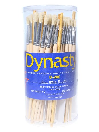 Dynasty - B-200 Fine White Bristle Brushes in Canister