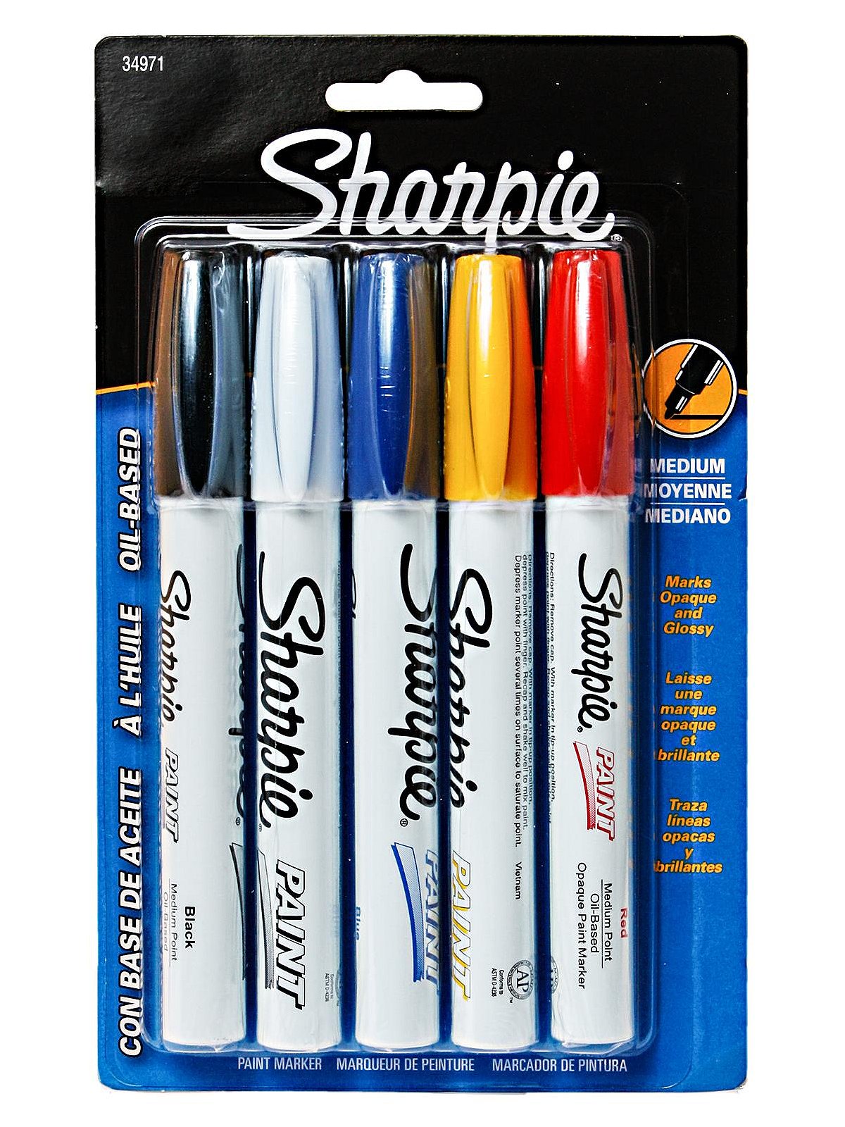 Sharpie Oil-Based Paint Markers, Medium Point - 5 / Pack -Assorted