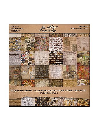 Tim Holtz - Idea-ology Paperie - Collage Mini Stash, 36 Sheets of 8 in. x 8 in. Double-Sided Cardstock