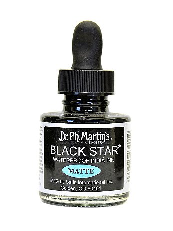 Dr. Ph. Martin's - Black Star Waterproof India Ink - Matte, 1 oz.