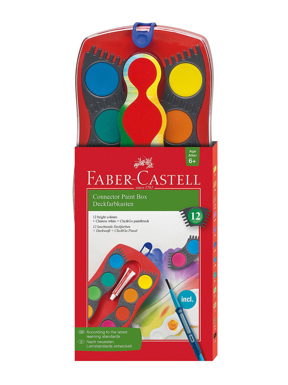 Faber-Castell Connector Watercolor Paint Set for Kids - 12 Watercolor Paint  Colors, Watercolors for Kids Ages 6-8+, Multicolor