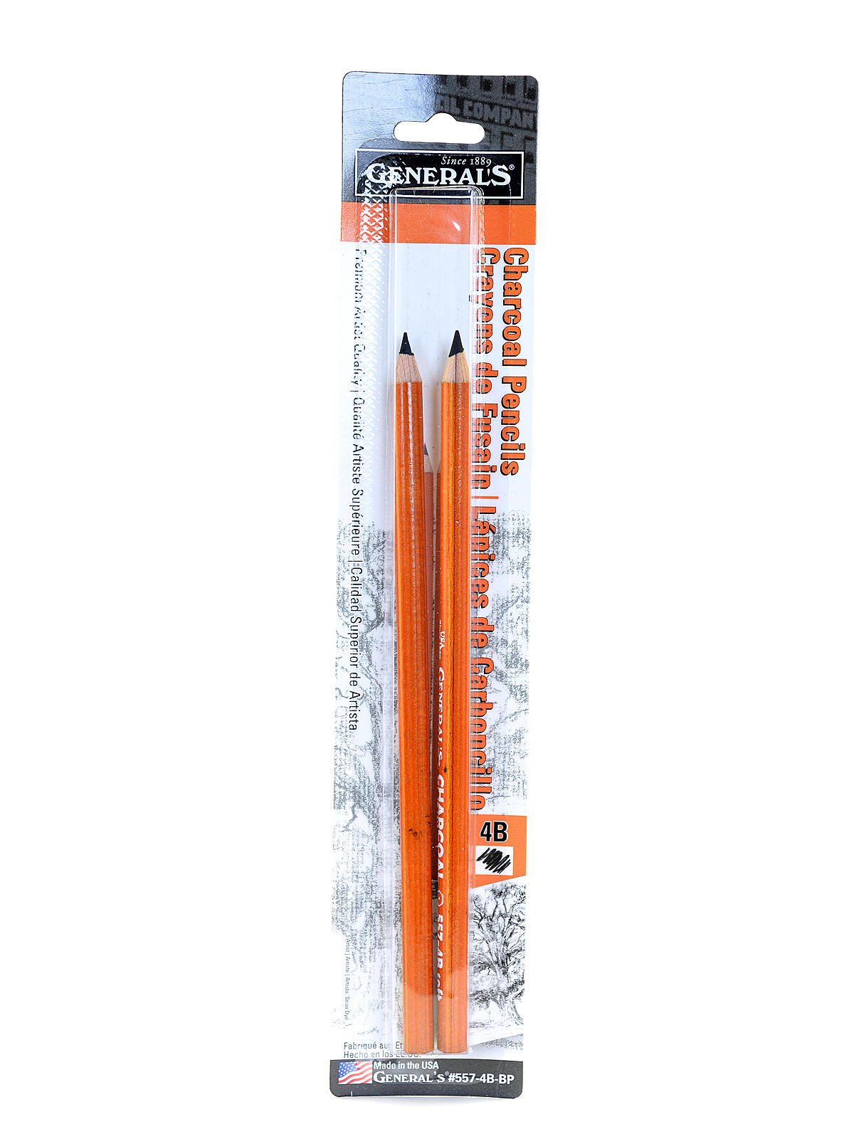 Generals 557 Series Charcoal Pencils 2B each PACK OF 12 
