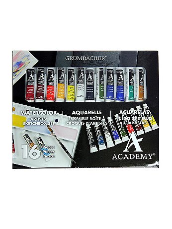 Grumbacher - Academy Watercolor Artists' Sketchbox Set - Set of 12