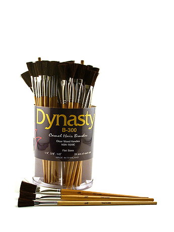 Dynasty - B-300 Camel Hair Flat Brushes in Canister - Canister of 72