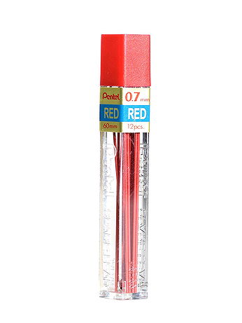 Pentel - Colored Lead Refills - Red, 0.7 mm, Tube of 12