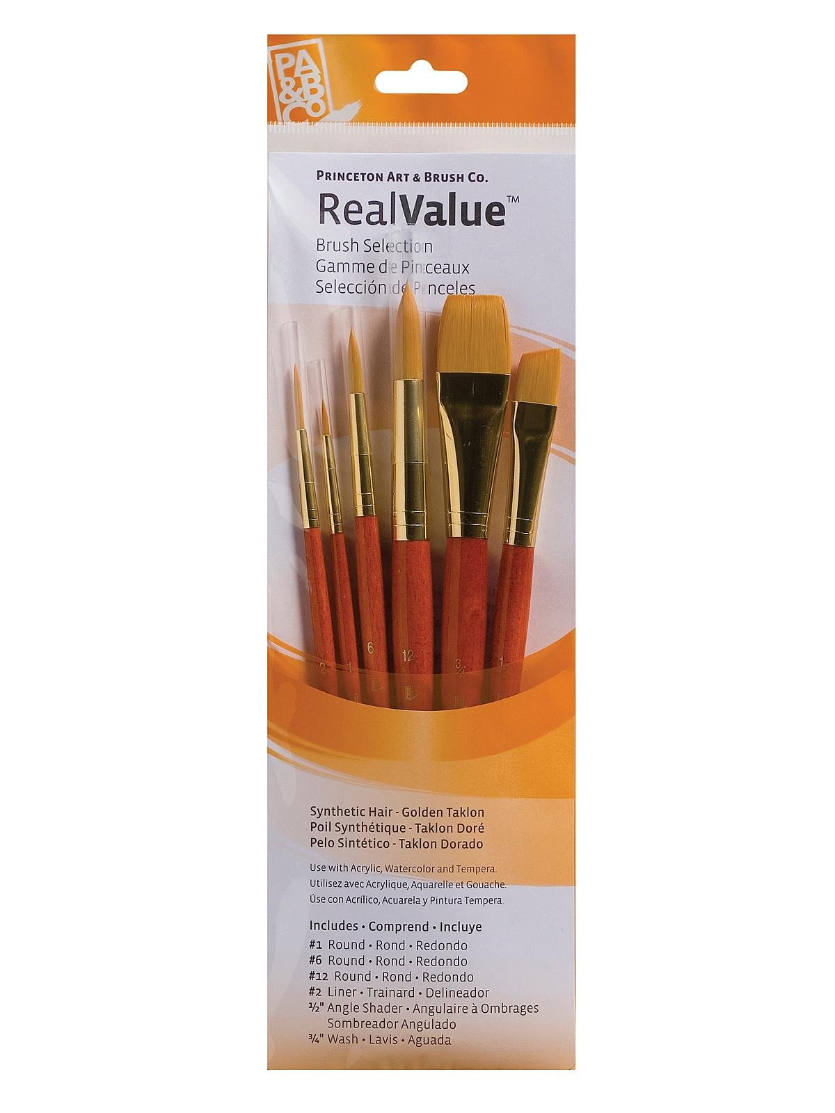 Princeton Artist Brush Co. RealValue Golden Taklon Brush Set of 6