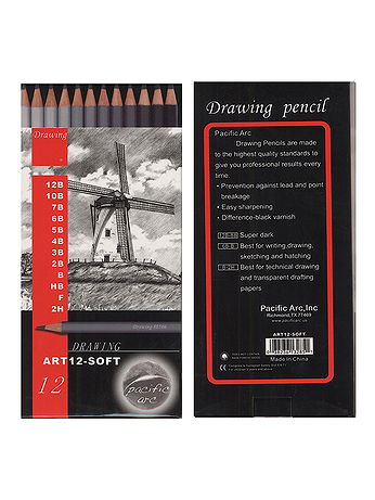 Pacific Arc - Graphite Drawing Pencil Sets - Soft, Set of 12