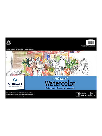 Canson - Montval Watercolor Paper - 10 in. x 15 in., Pad of 12 Tape Bound, 140 lb. Cold Press