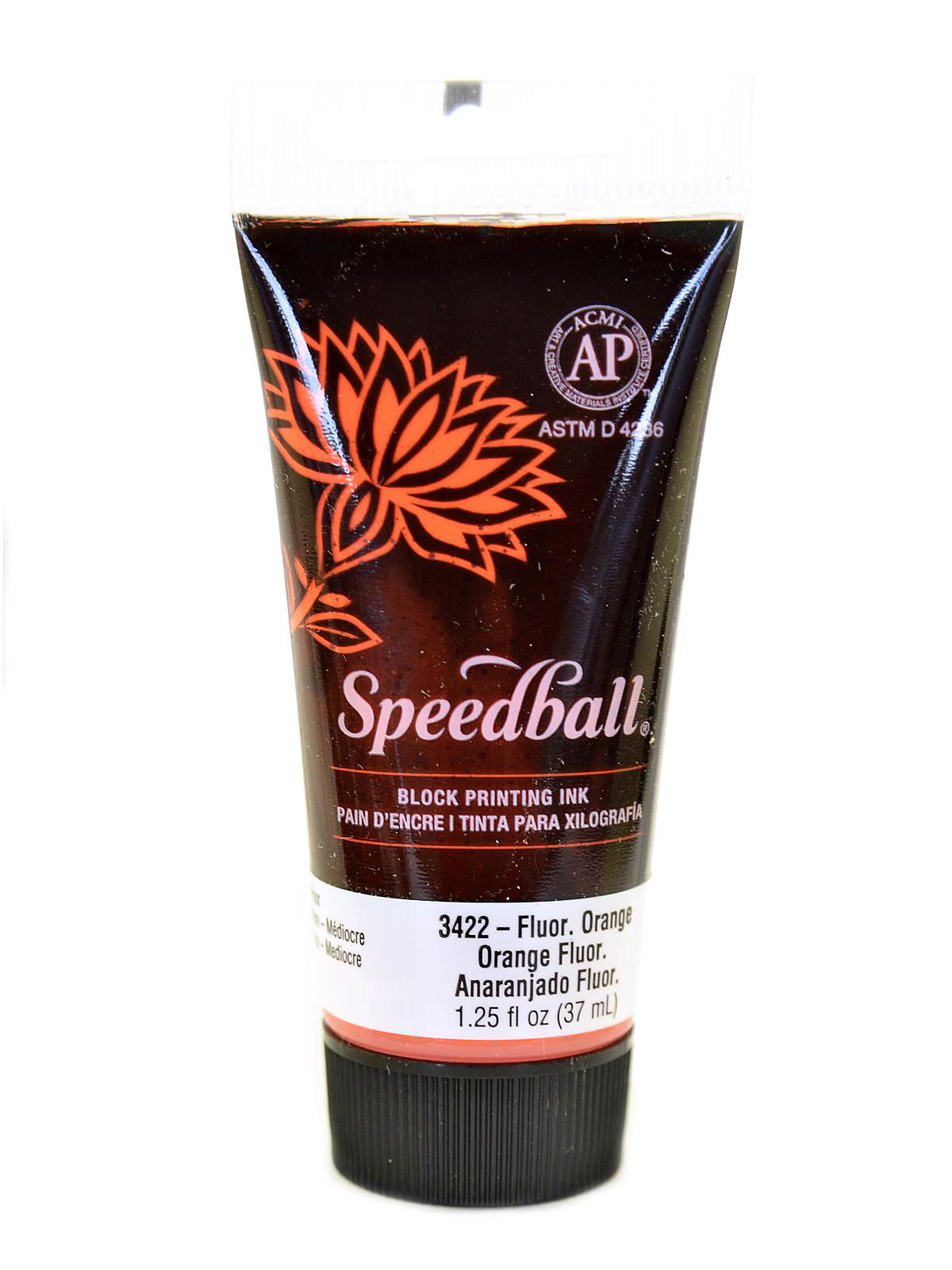 Speedball Block Printing Water Soluble Ink Fluorescent Orange 1.25 oz.