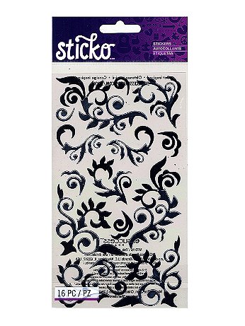 Sticko - Classic Stickers - Silver Flourish, 16 Pieces