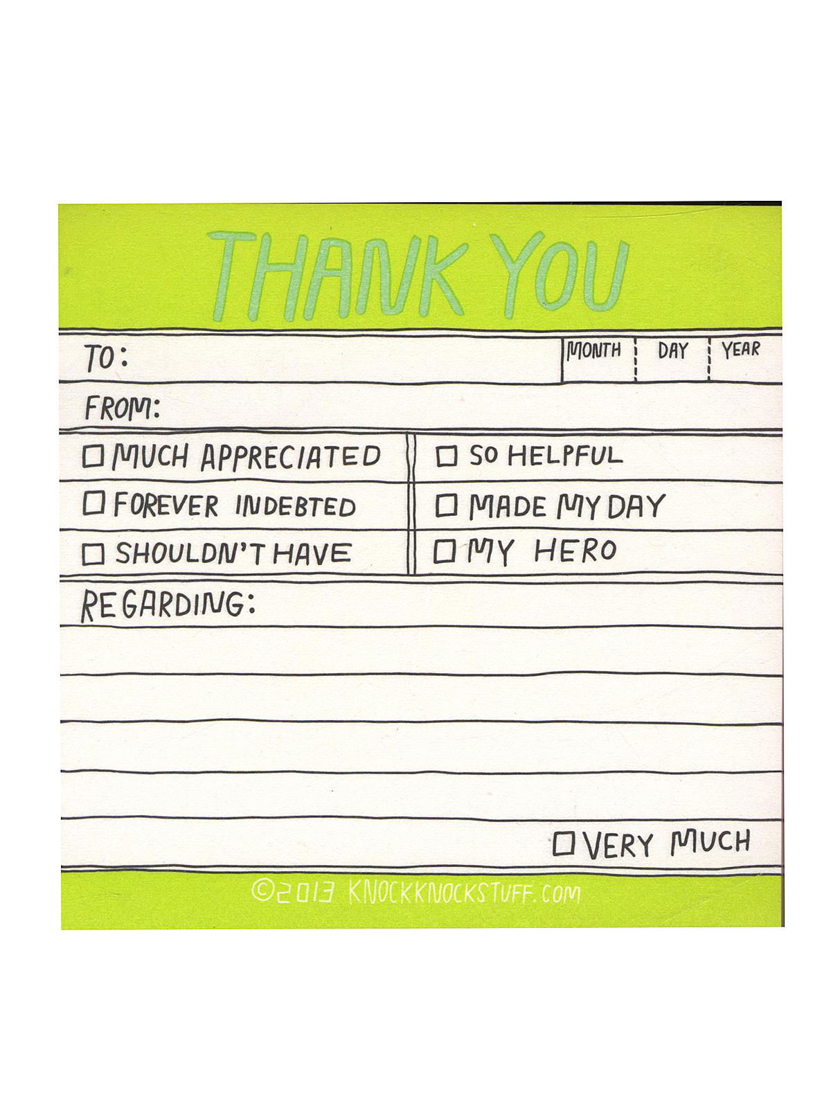 Knock Knock Hand-lettered Thank You Sticky Notes