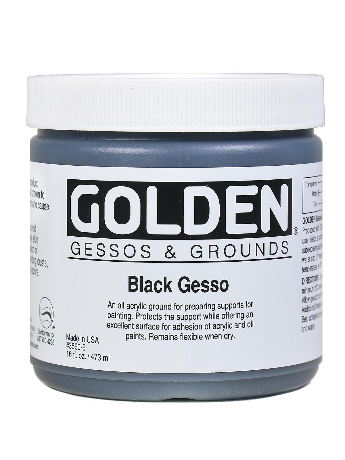 Golden Acrylic Black Gesso Primer 473ml