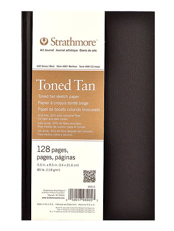 Strathmore - 400 Series Toned Sketch Hardbound Pad - Tan, 5.5 in. x 8.5 in., 64 Pages