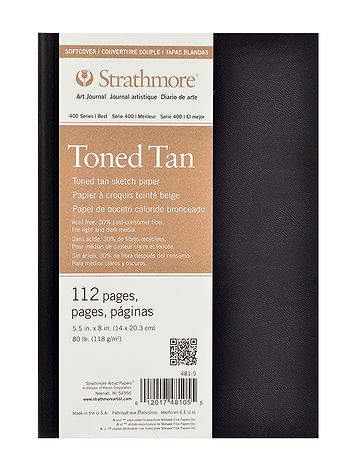 Strathmore - 400 Series Toned Sketch Softcover Pad - Tan, 5.5 in. x 8 in., 56 Sheets