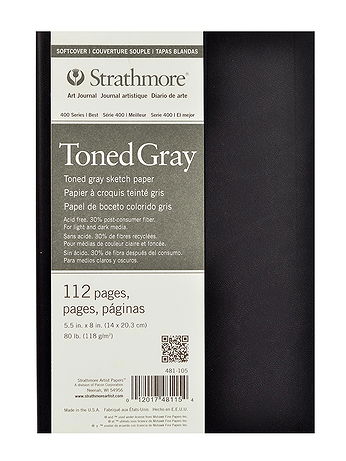 Strathmore - 400 Series Toned Sketch Softcover Pad - Gray, 5.5 in. x 8 in., 56 Sheets