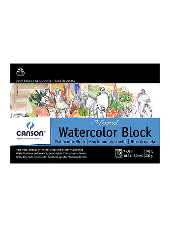 Canson - Montval Watercolor Paper - 4 in. x 6 in., Block of 15, 140 lb. Cold Press