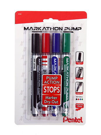 Pentel - Markathon Pump Permanent Marker Sets - Assorted Colors 4-Pack