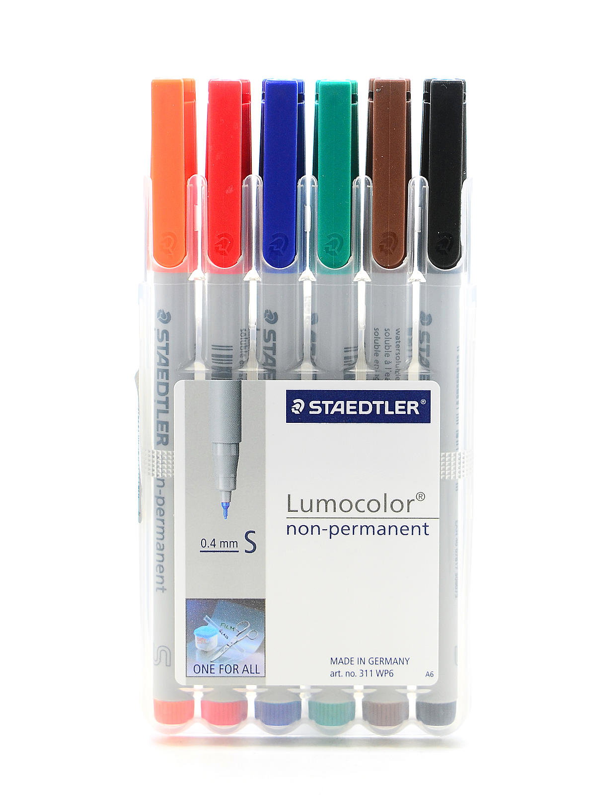 Lumocolor Non-Permanent Overhead Projection Markers assorted colors,  superfine 0.4 mm, set of 6