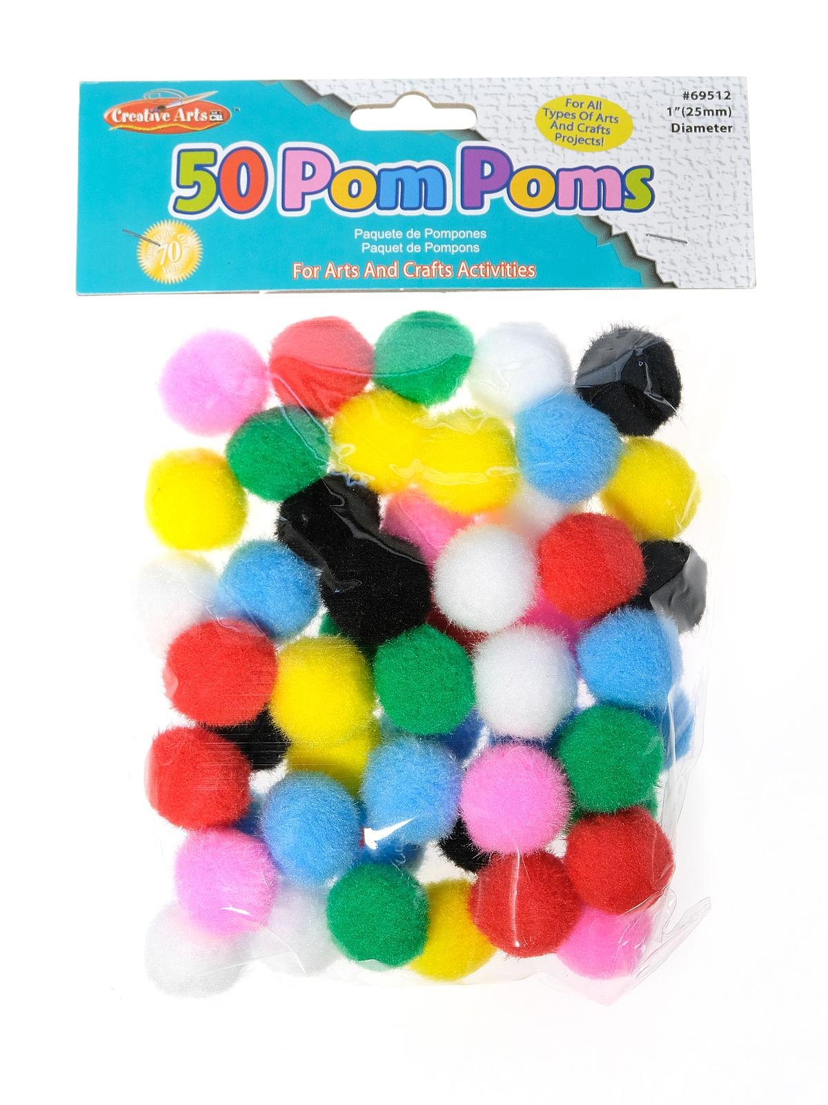 Pom Poms Bright Hues - 100 Count Assorted Sizes