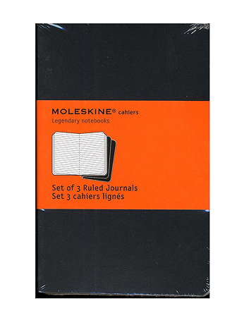 Moleskine - Cahier Journals - Black, Ruled, 3 1/2 in. x 5 1/2 in., Pack of 3, 64 Pages Each