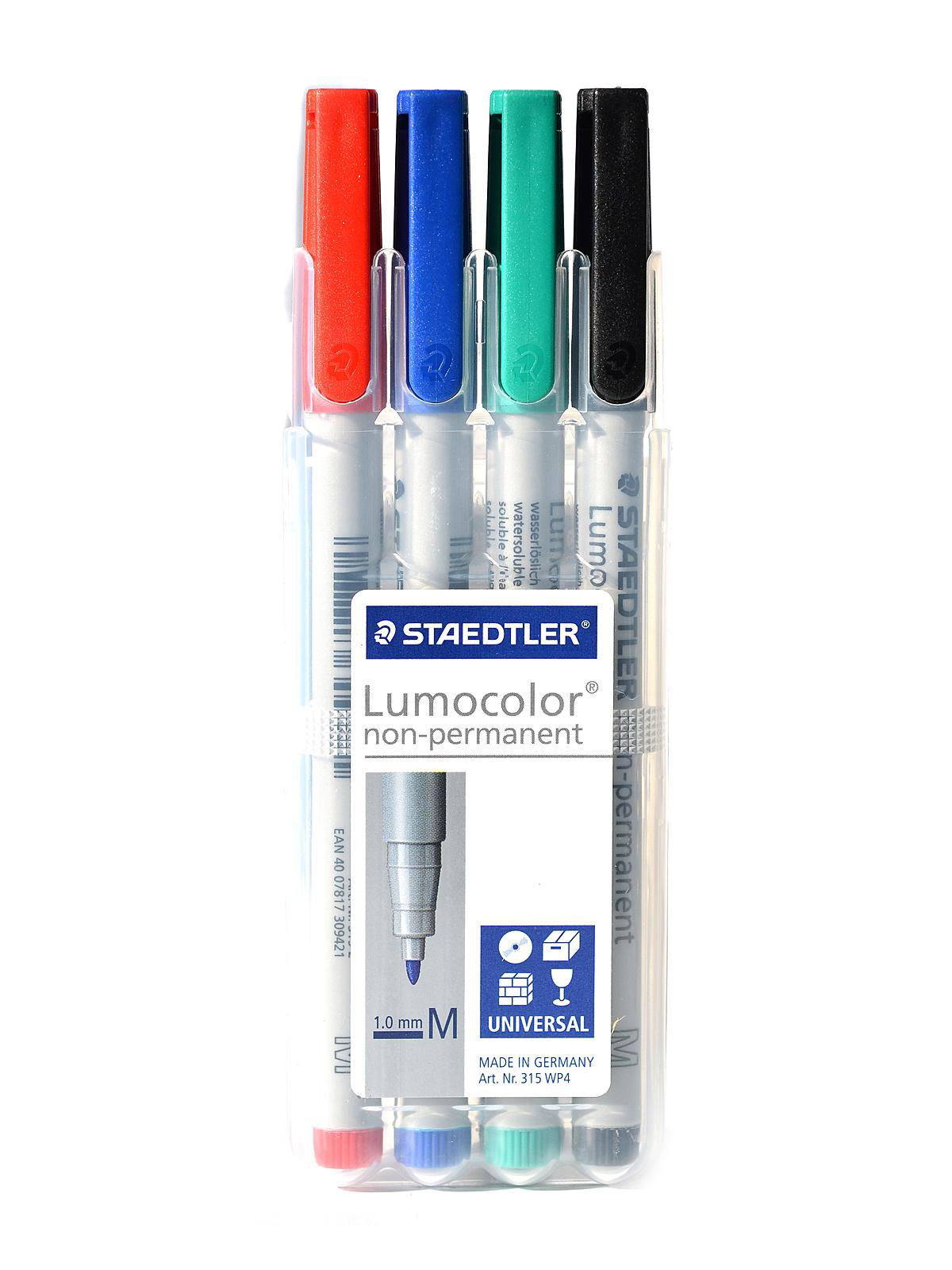 Staedtler 316-9 Lumocolor Non-Permanent Markers, 0.6mm Fine Point, Box of 10