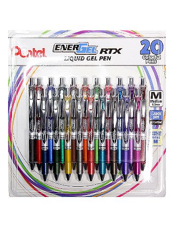 Pentel - EnerGel RTX Retractable Liquid Gel Pen - Assorted, 0.7 mm, Set of 20