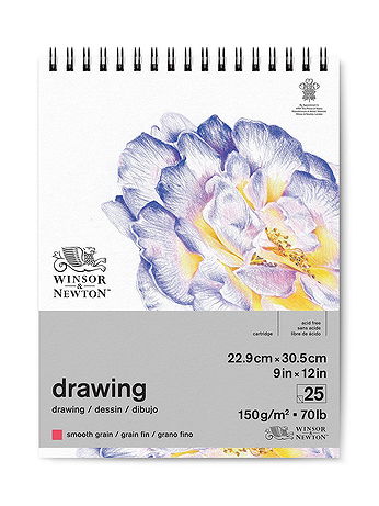 Winsor & Newton - Drawing Pads (Wirebound) - Smooth, 9 in. x 12 in., 25 Sheets