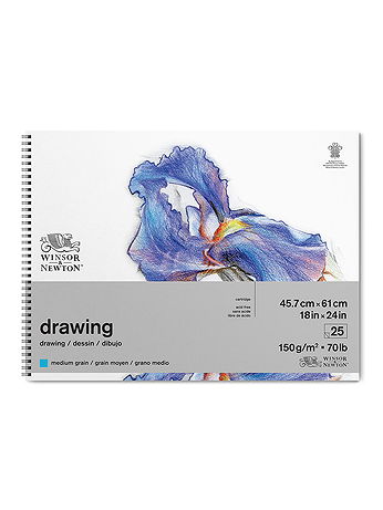 Winsor & Newton - Drawing Pads (Wirebound) - Medium, 18 in. x 24 in., 25 Sheets