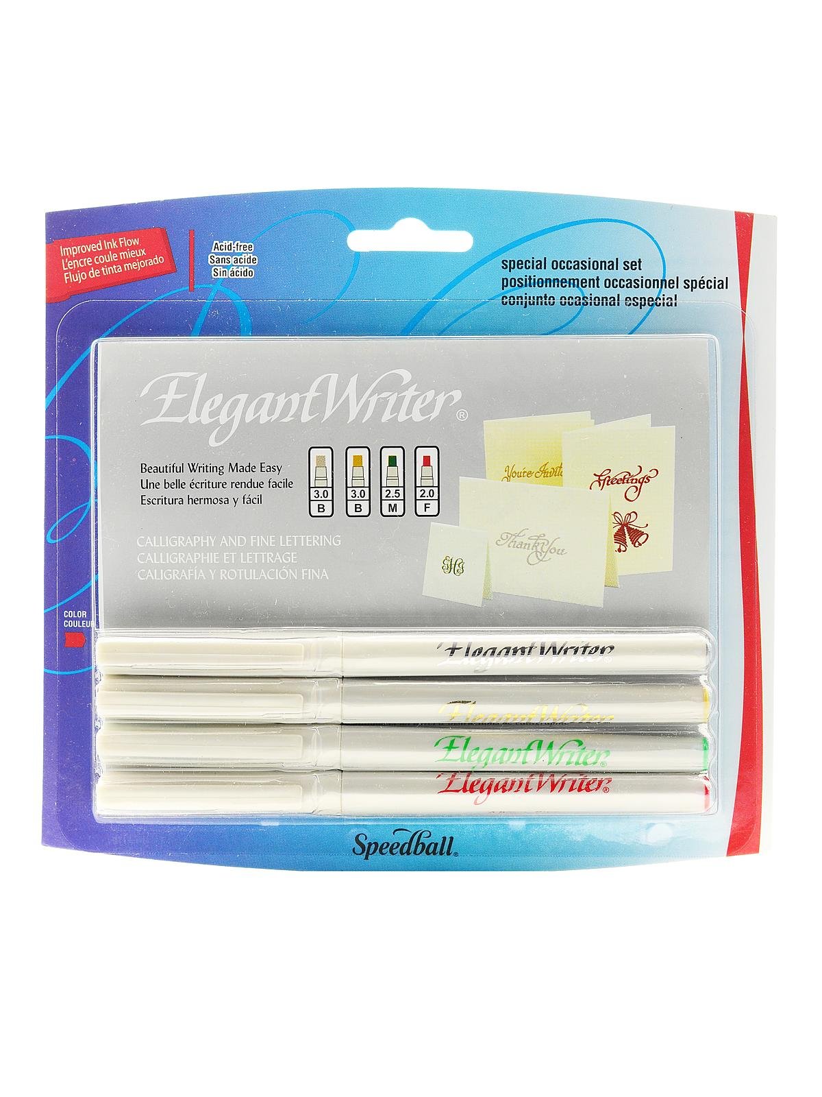 Speedball Elegant Writer Calligraphy 12 Marker Set, Assorted Colors, 1.3 mm