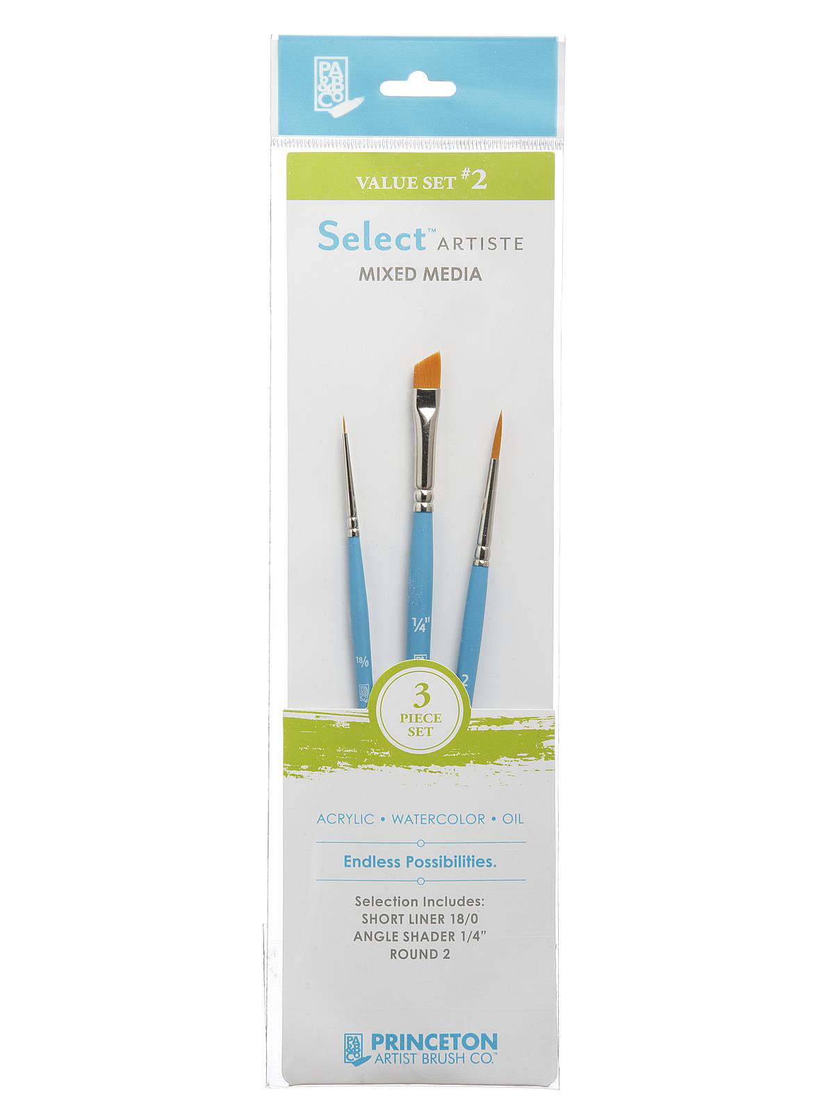  PRINCETON ARTIST BRUSH CO. SelectArtiste Fine Art  Multi-Technique Brush Set, 3 x Synthetic Brushes, Ideal for Professionals &  Students