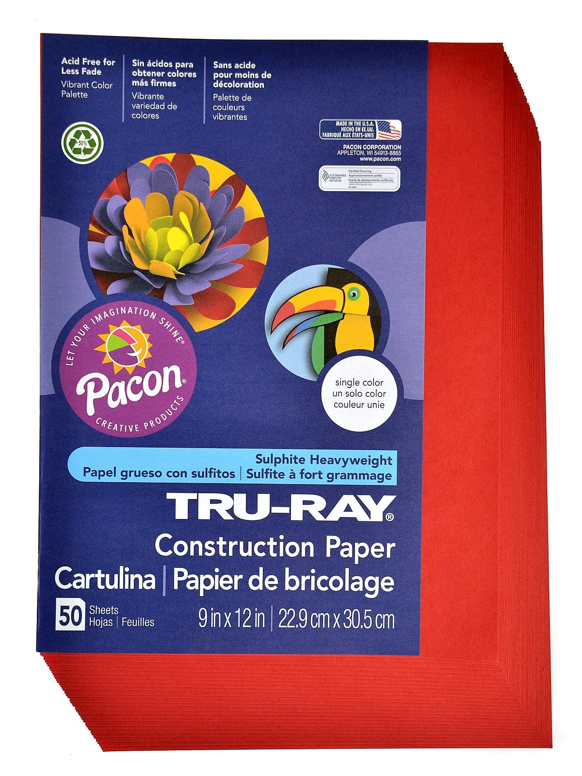 Tru Ray 50 Sheet 9 x 12 Holiday Green Construction Papers