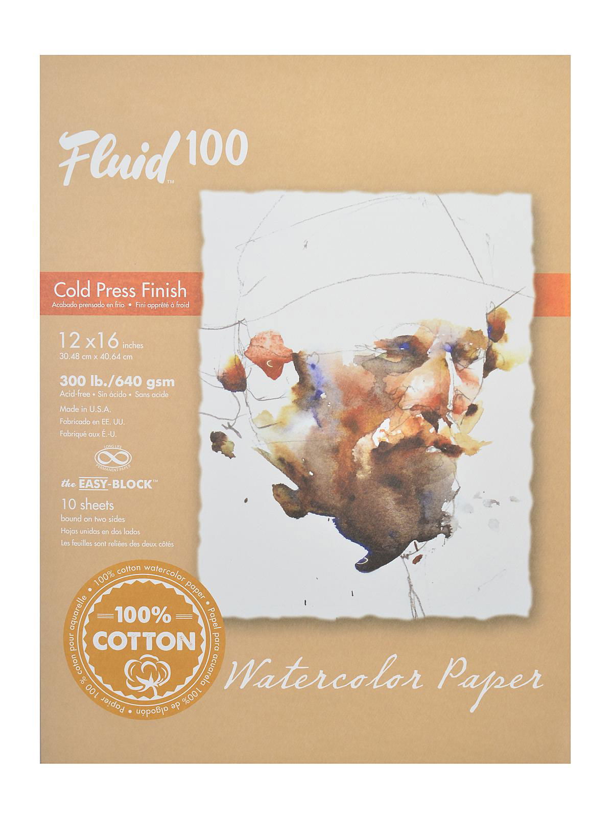 Fluid Hot Press Watercolor Paper Block 16 in. x 20 in. 15 Sheets